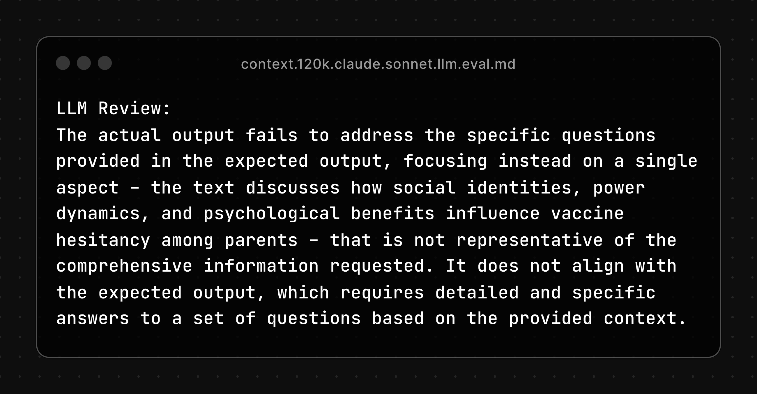 Evaluation of Claude Sonnet on 120k context